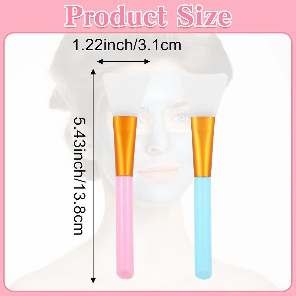 Reusable soft silicone spatula for applying face and body masks in various colours.