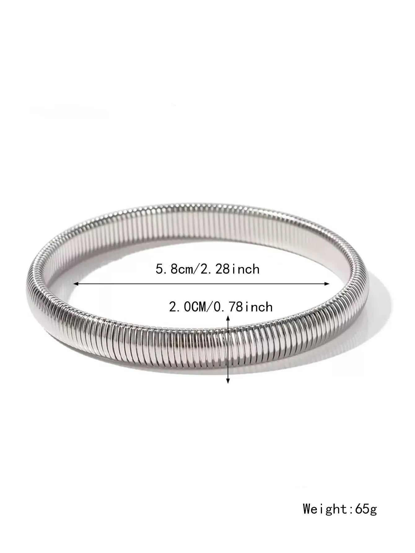 Women's titanium steel bracelet with vertical stripe pattern in gold or silver finish