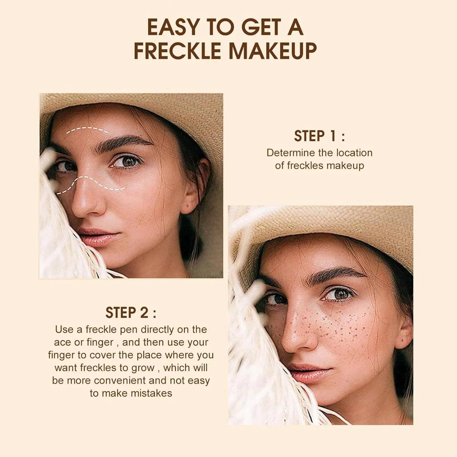 Dark brown freckle cosmetic pen with precision tip for natural-looking face and body makeup application