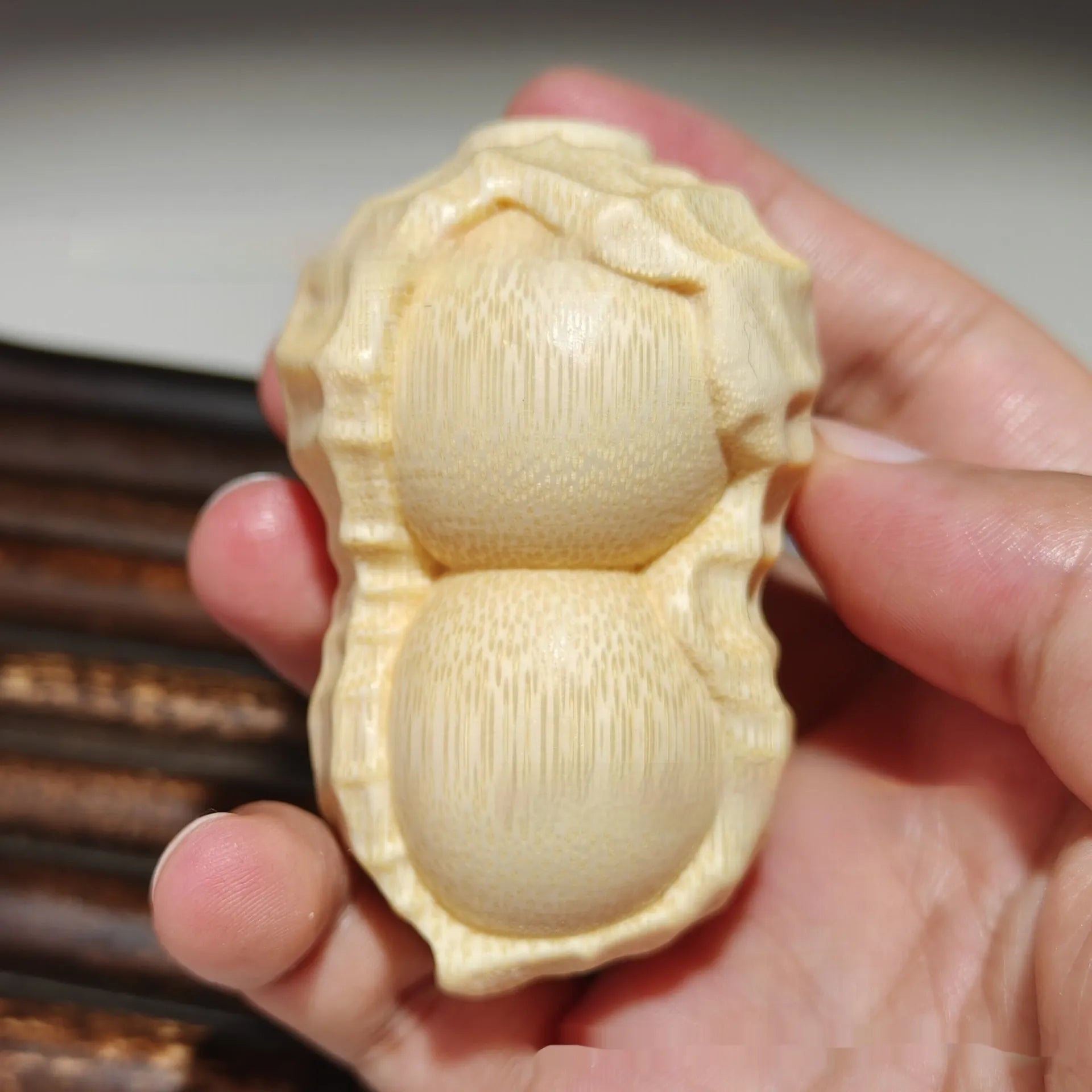 Solid natural bamboo carving peanut ornament modern simplicity design