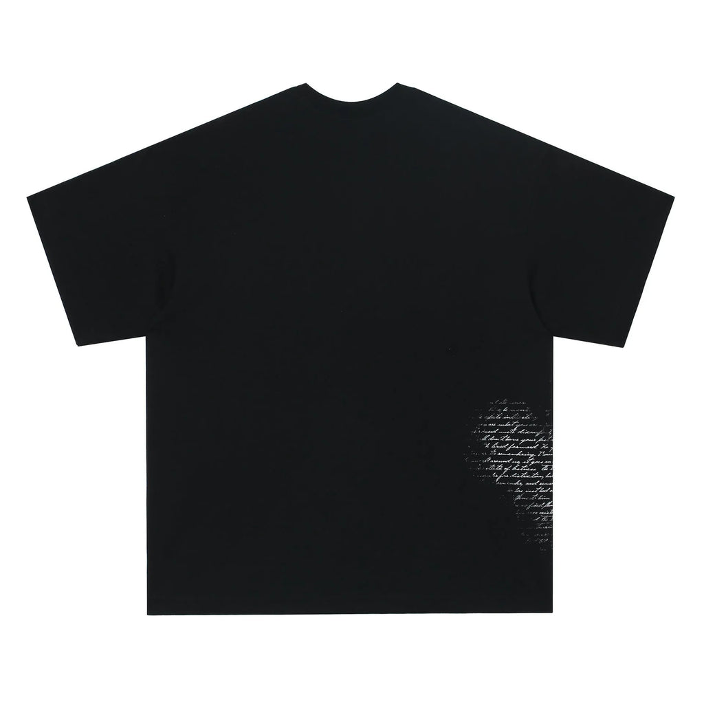 American retro hip hop gothic cotton t-shirt with letter pattern in white or black