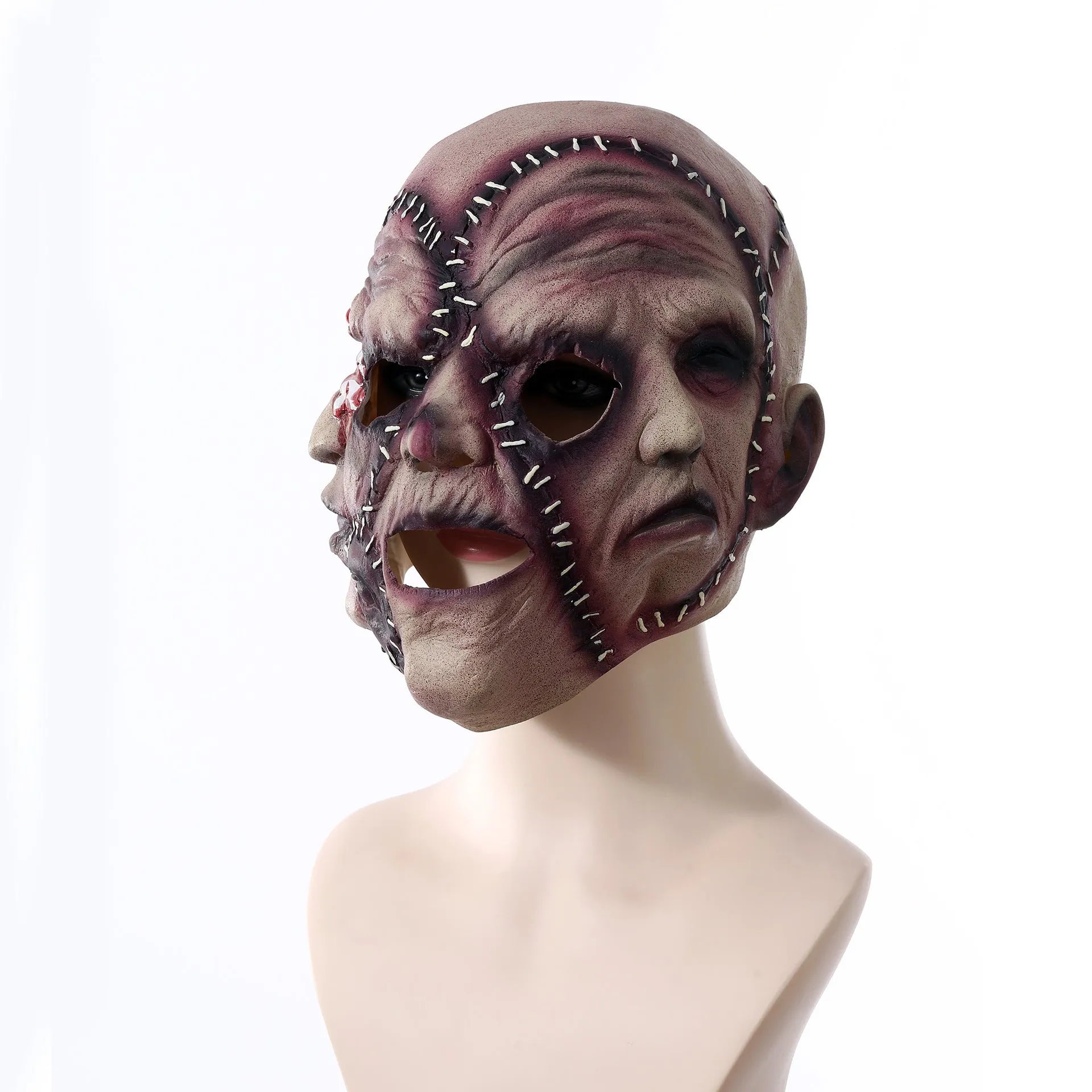 Three-sided grimace horror Halloween mask made from natural latex for adult costume parties