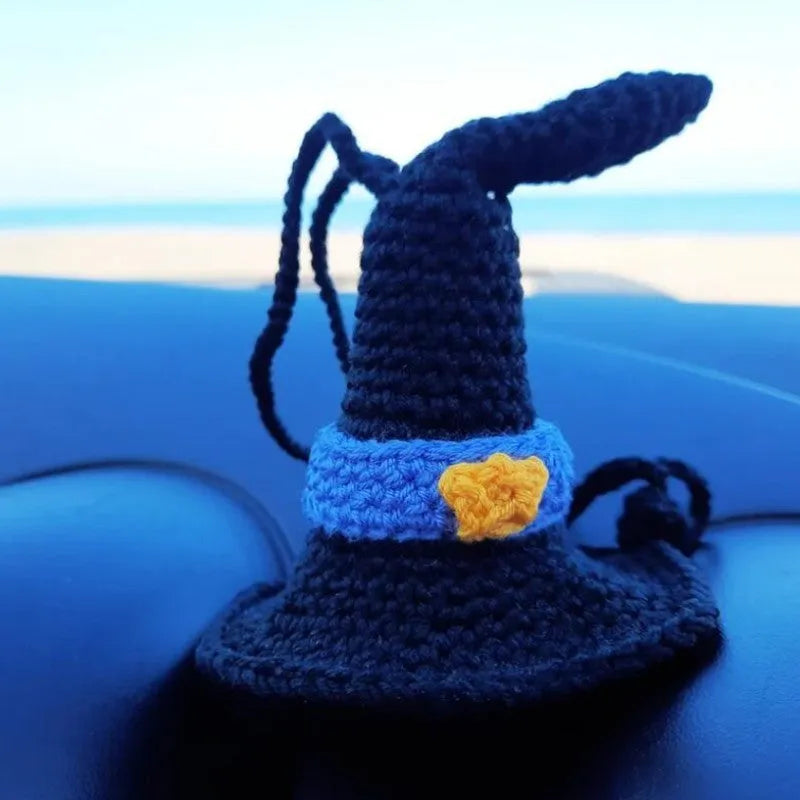 Plush hand-woven polyester automobile hanging ornament with cartoon style design on car dashboard