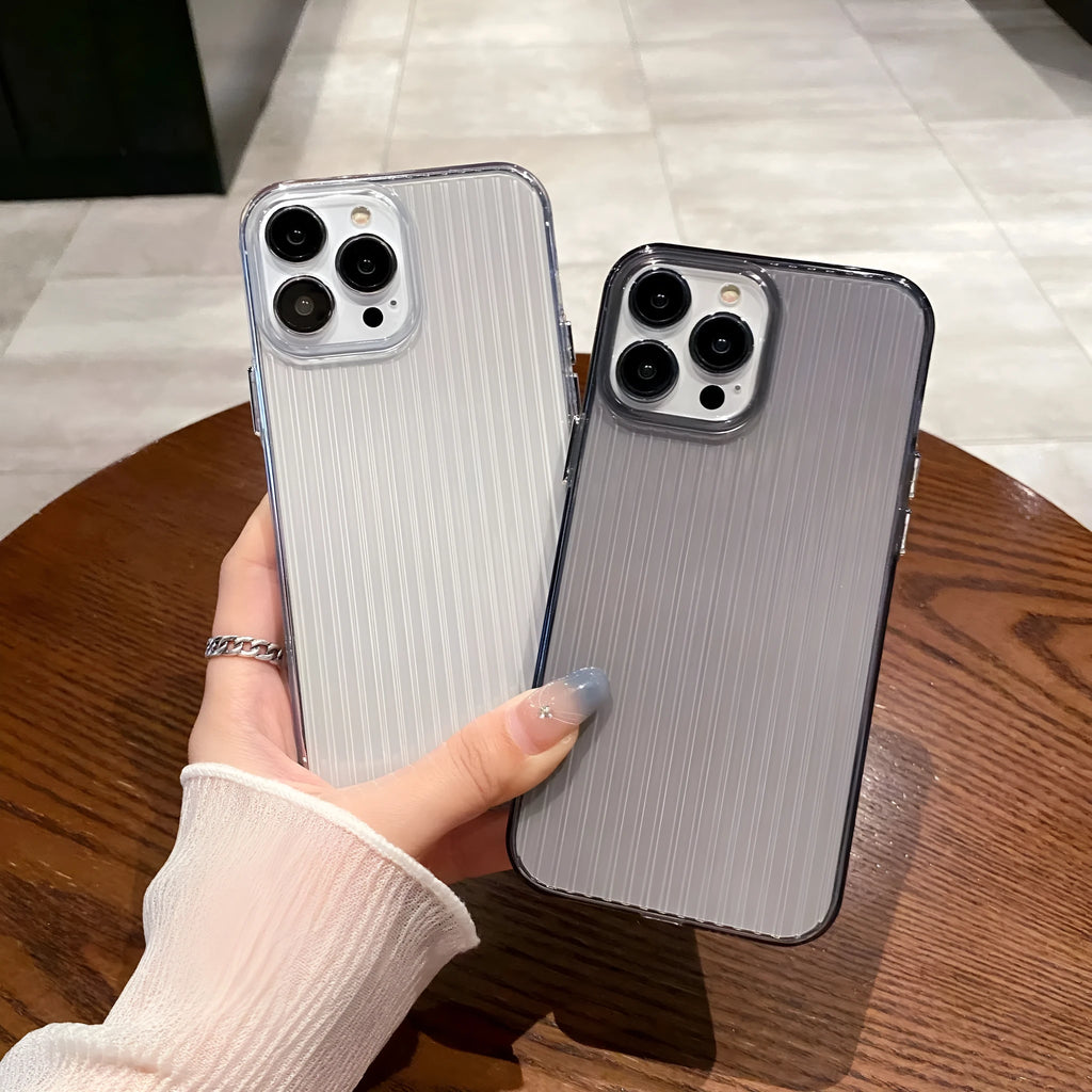 Ripple transparent phone soft case for iPhone 16 15 14 13 12 11 Pro Max Plus, anti-fingerprint, full coverage, black transparent