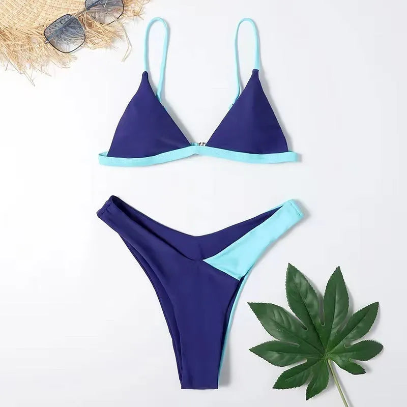 Women's European style nylon bikini set in Pattern 1 and Pattern 2 designs