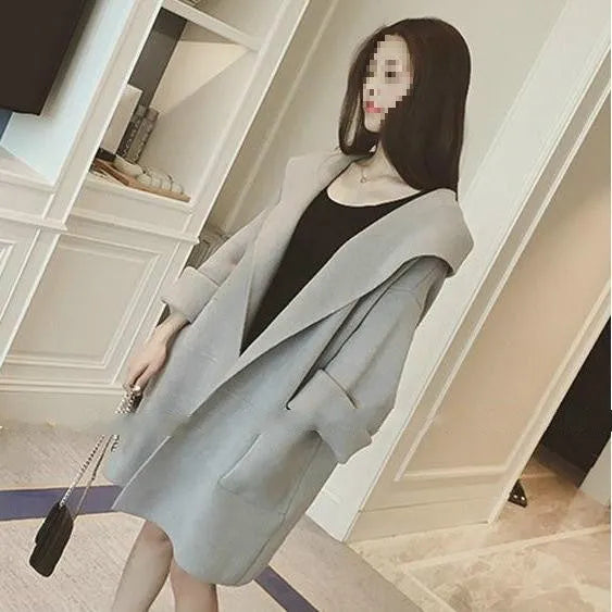 Plus size women's loose fit cotton coat with lace detail in black, grey or pink colour options
