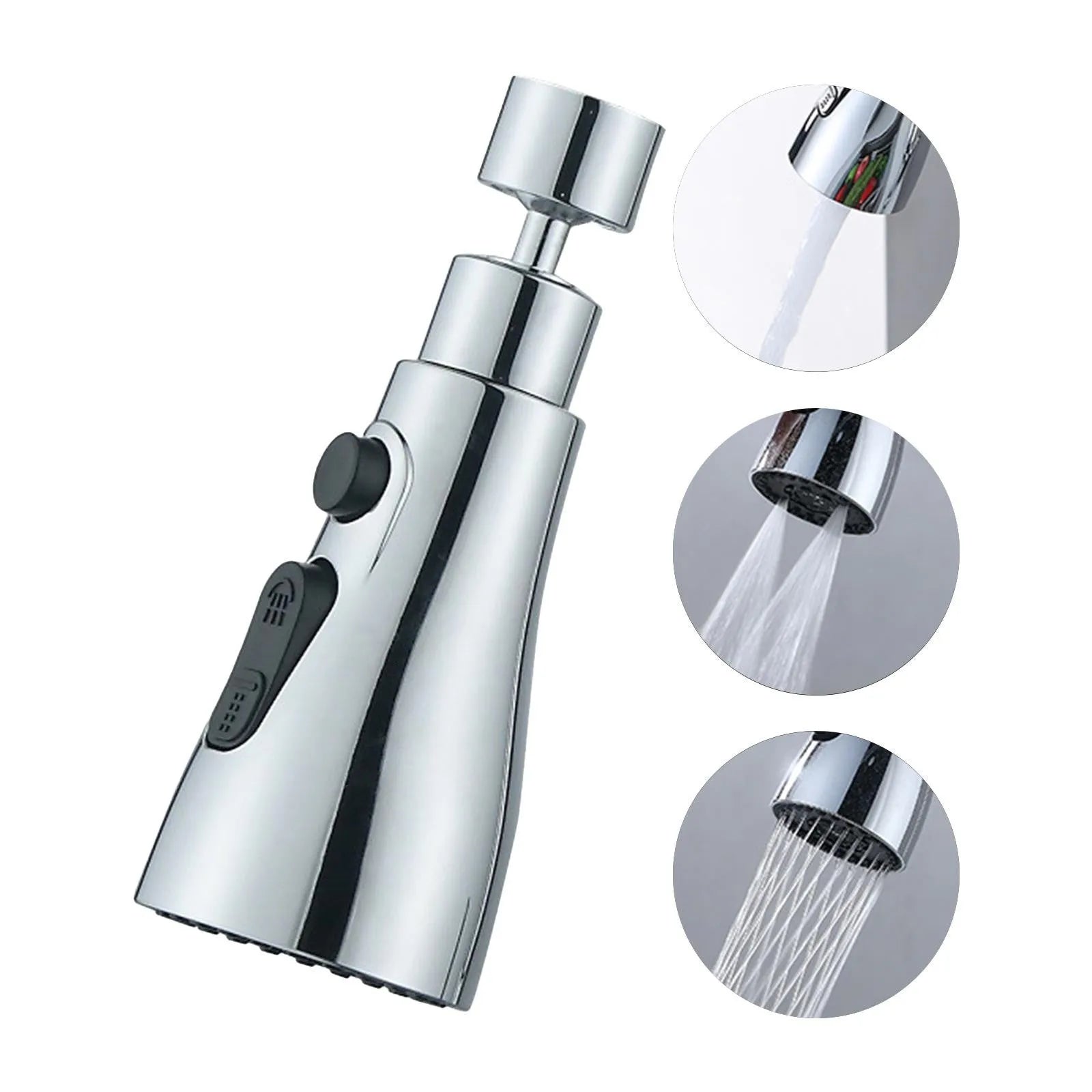 Universal pressurised kitchen faucet sprayer nozzle with rotating head in matte black finish