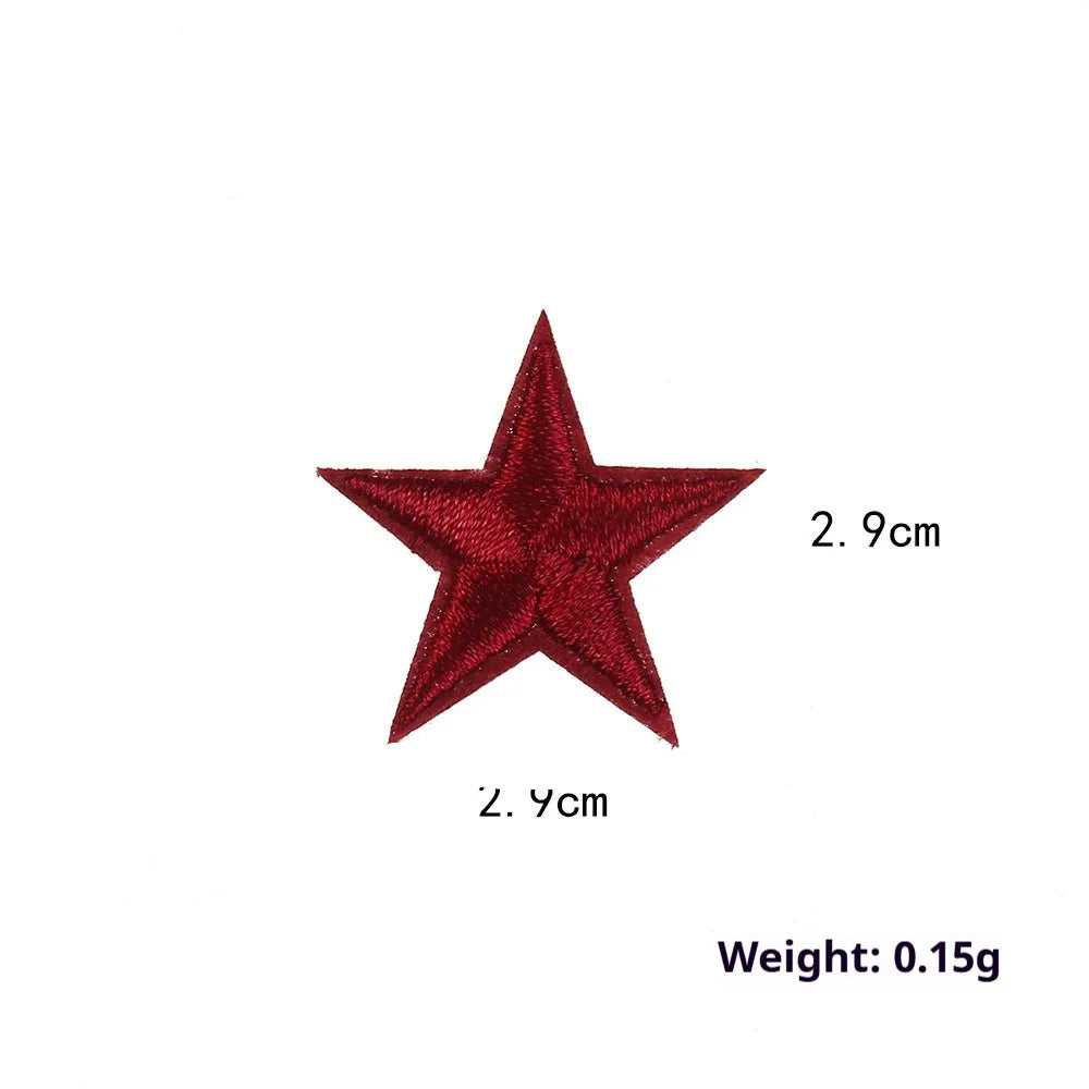 Colourful five-pointed star cloth embroidery labels for DIY clothing decoration.