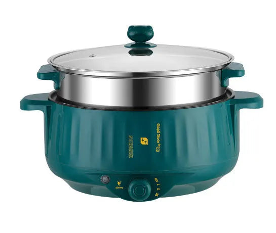 Integrated electric hot pot with stainless steel body in green or white colour