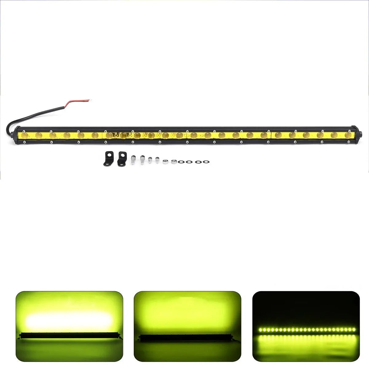 25 inch silver aluminium single row LED light bar with mounting brackets