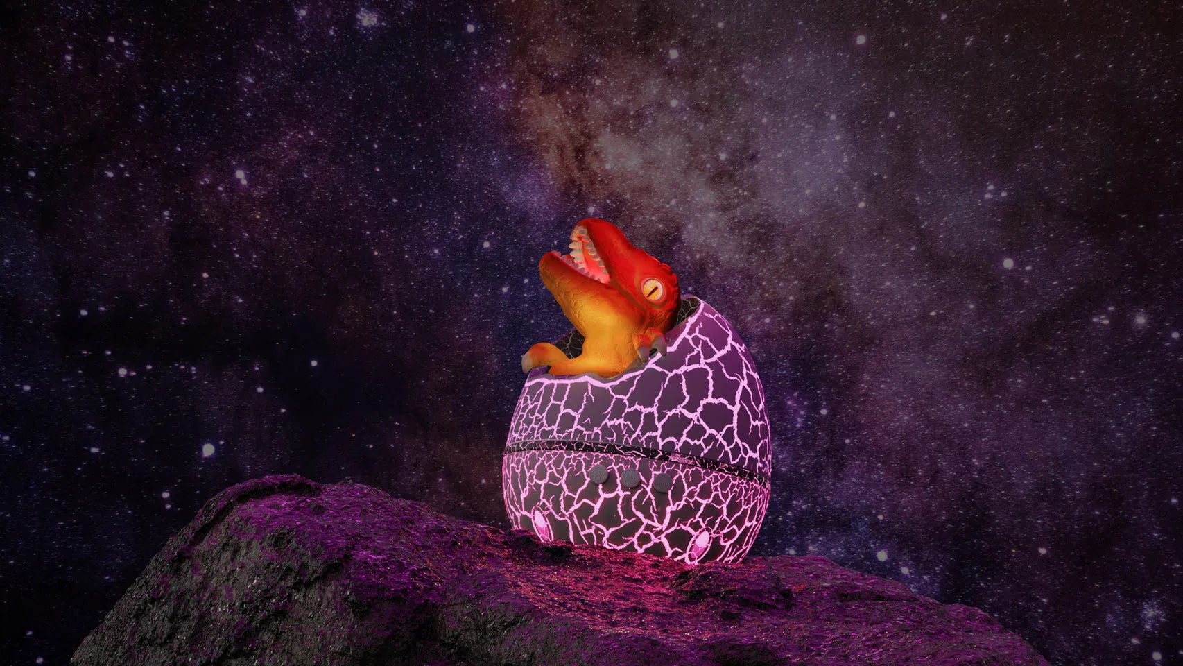 Brown cracked translucent dinosaur egg starry sky projection light with adjustable angle and night light