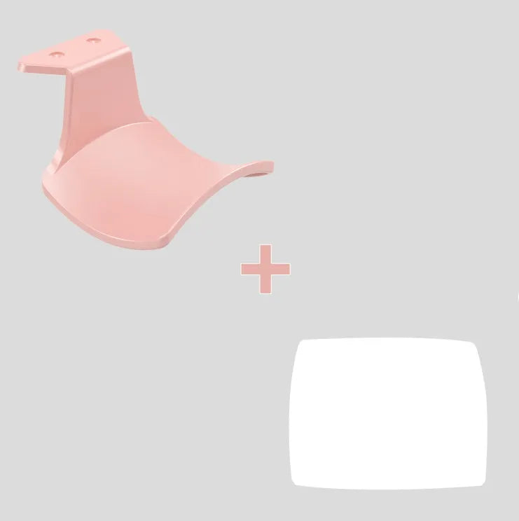 Universal non-perforated game handle wall hanging rack in black, white, or pink colour for organising controllers and headsets