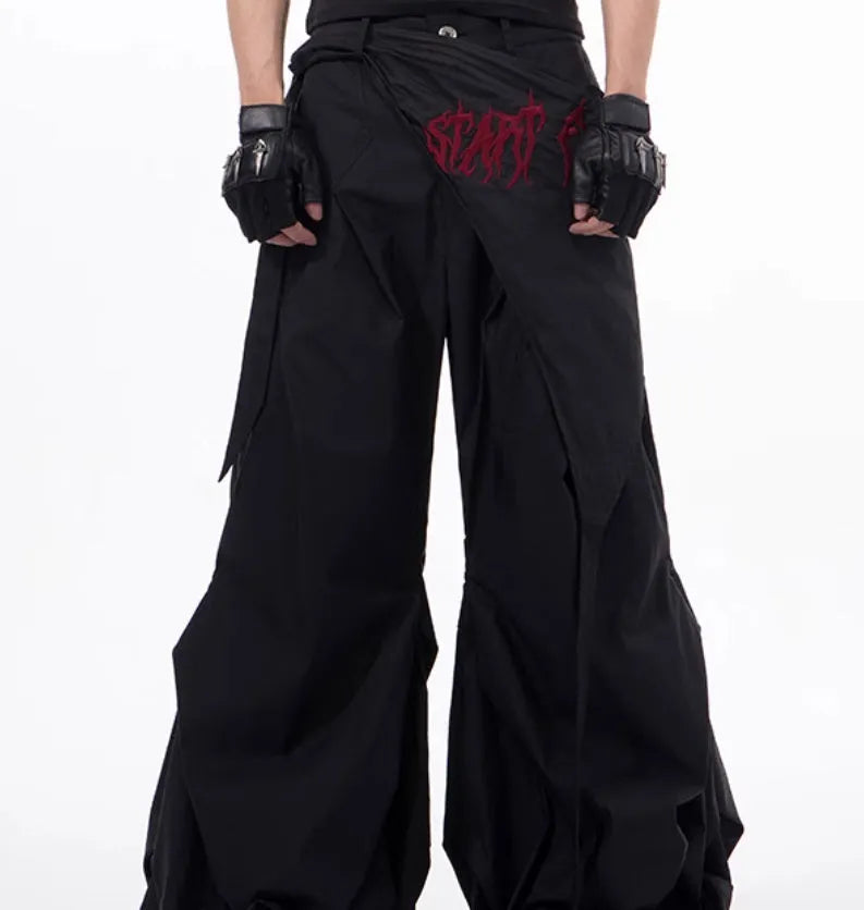 Boy's wide-leg summer pants in Korean style, shown in black and grey colour options.