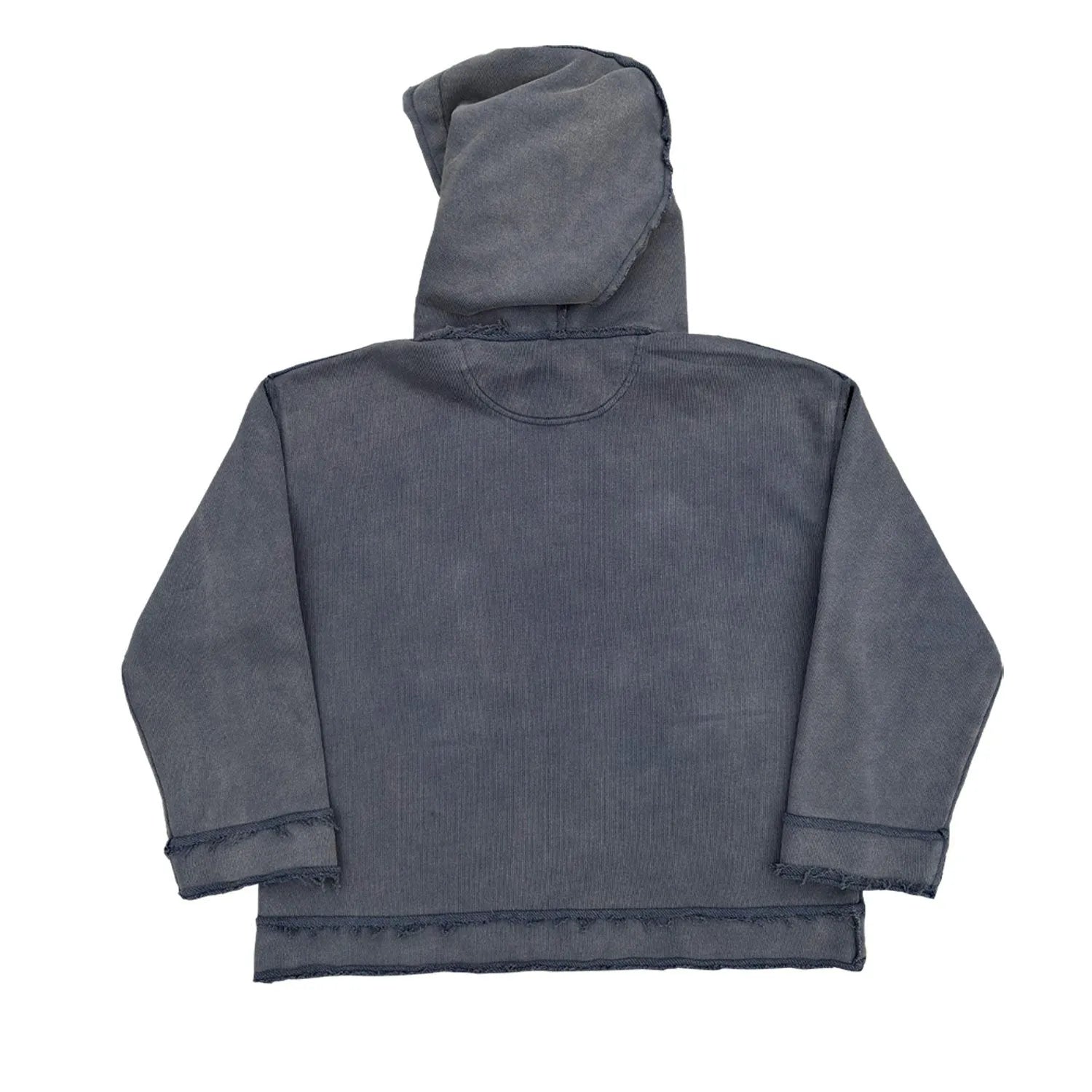 Dark blue hooded sweater with kangaroo pocket and raglan sleeves in medium size