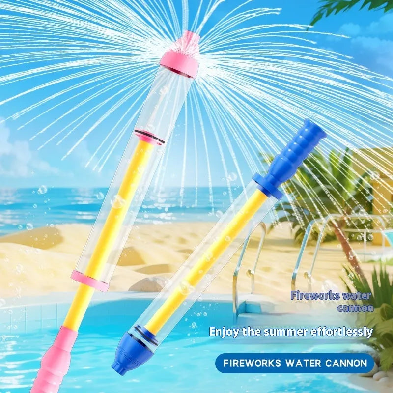 Children's plastic pull-out water spray gun in 53cm size, blue colour character design
