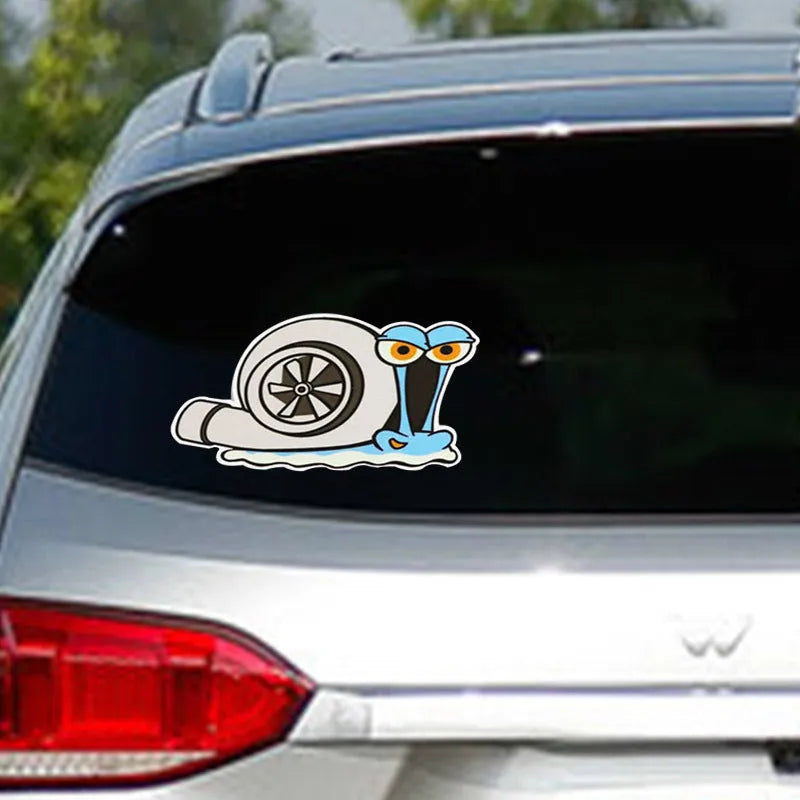 Reflective cartoon snail car sticker measuring 12cm by 8cm