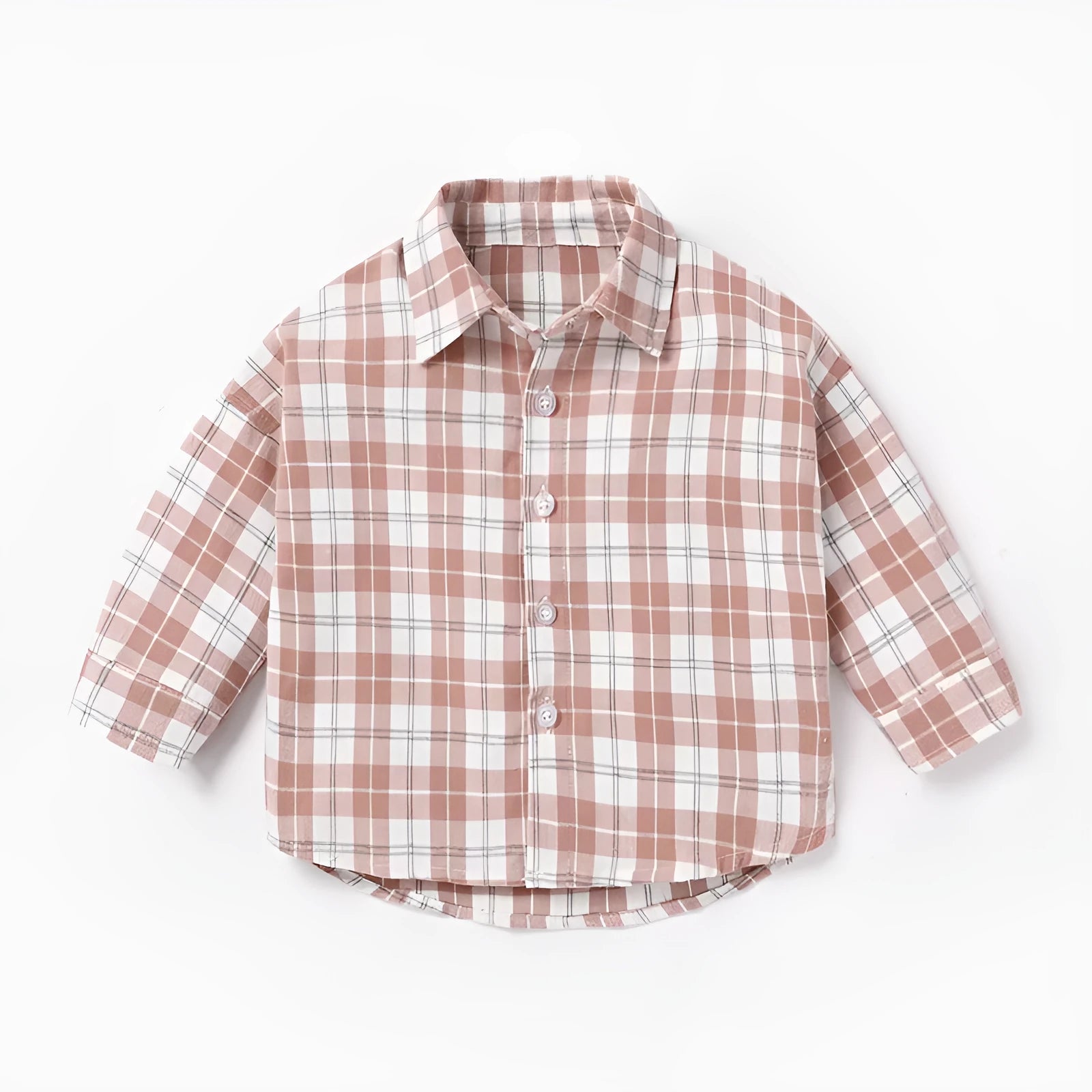 Boys cotton lattice shirt with animal pattern in khaki, blue, pink, or yellow