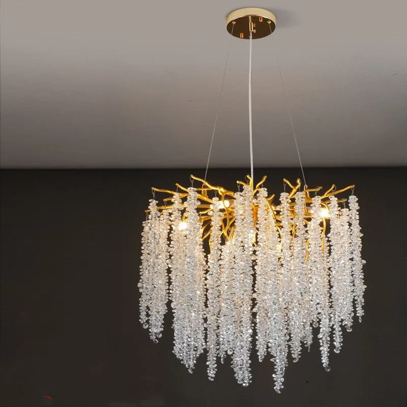 Crystal chandelier ceiling light with adjustable height aluminium alloy body