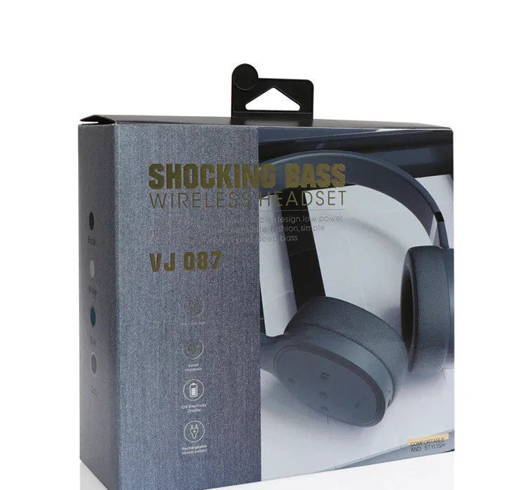 Wireless Bluetooth headset in black, blue, grey, or white with 40mm speakers.