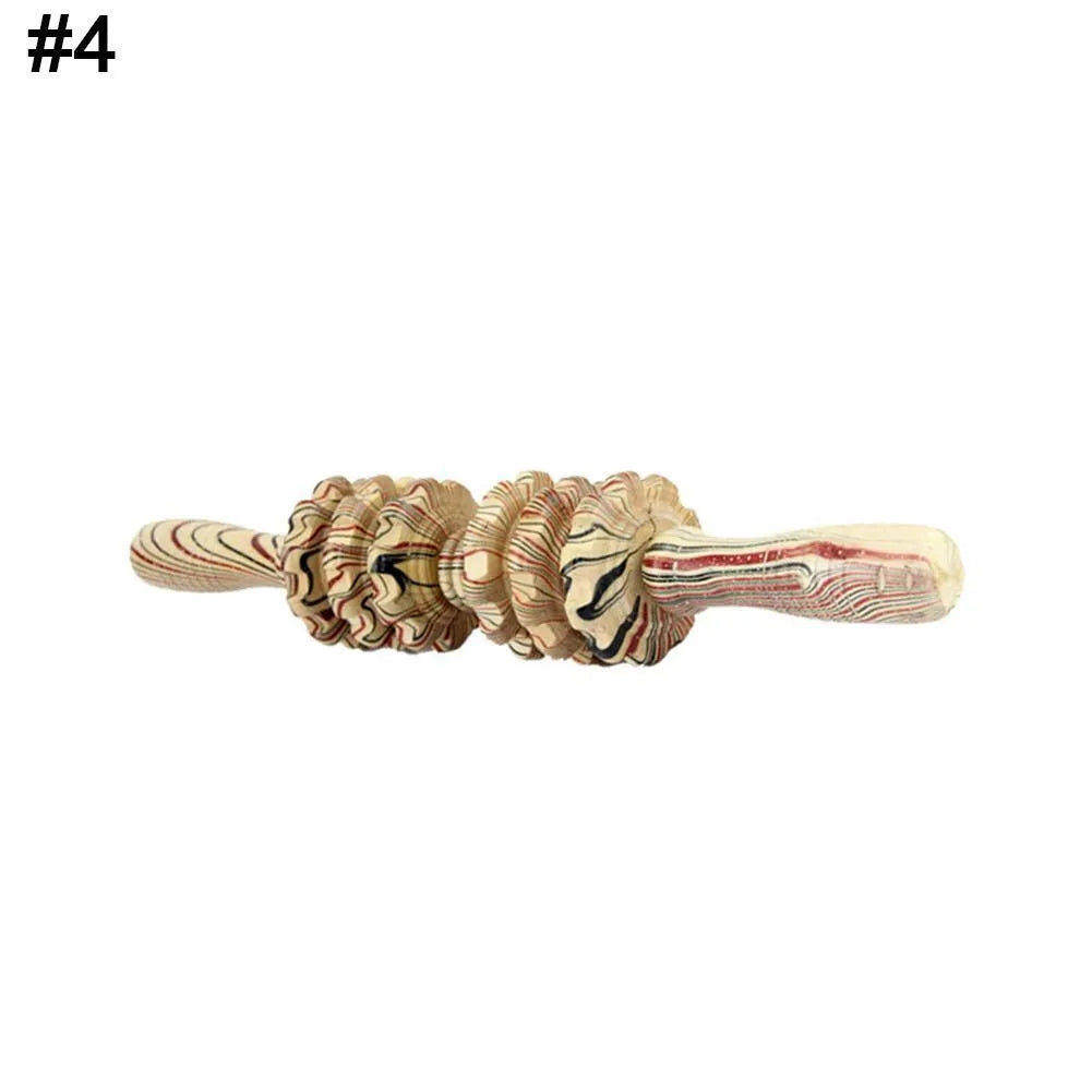 Gym Sports wooden roller massage stick 39 cm length 18 cm roller with steel shaft, five style options