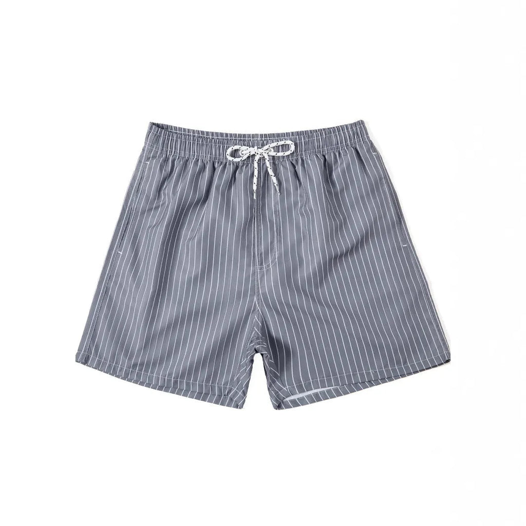 Men's striped polyester shorts with straight leg opening and triangle lining in four colour options