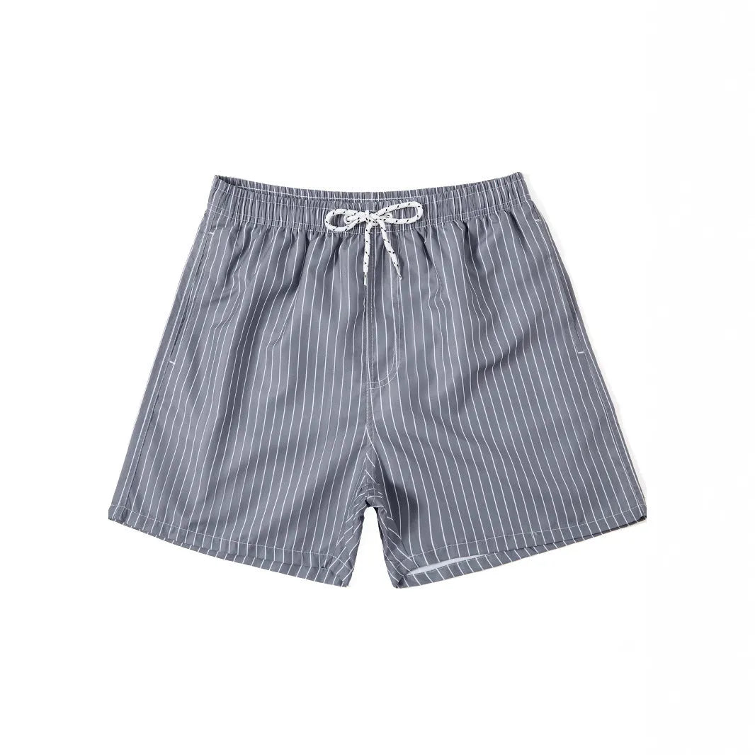 Men's striped polyester shorts with straight leg opening and triangle lining in four colour options