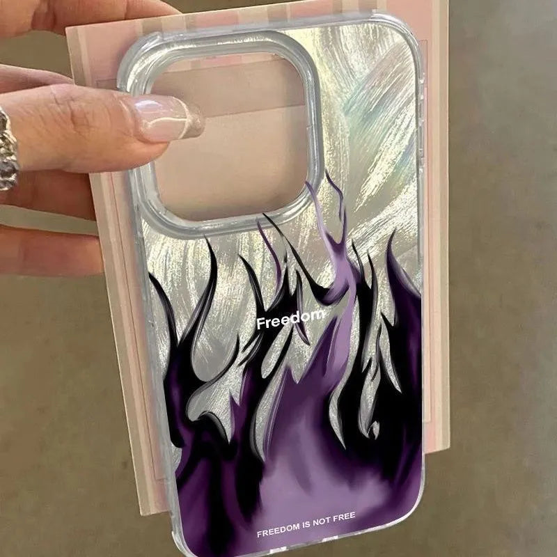 Silicone all-inclusive phone case for Apple iPhone with seven-colour flame design in blue flame colour