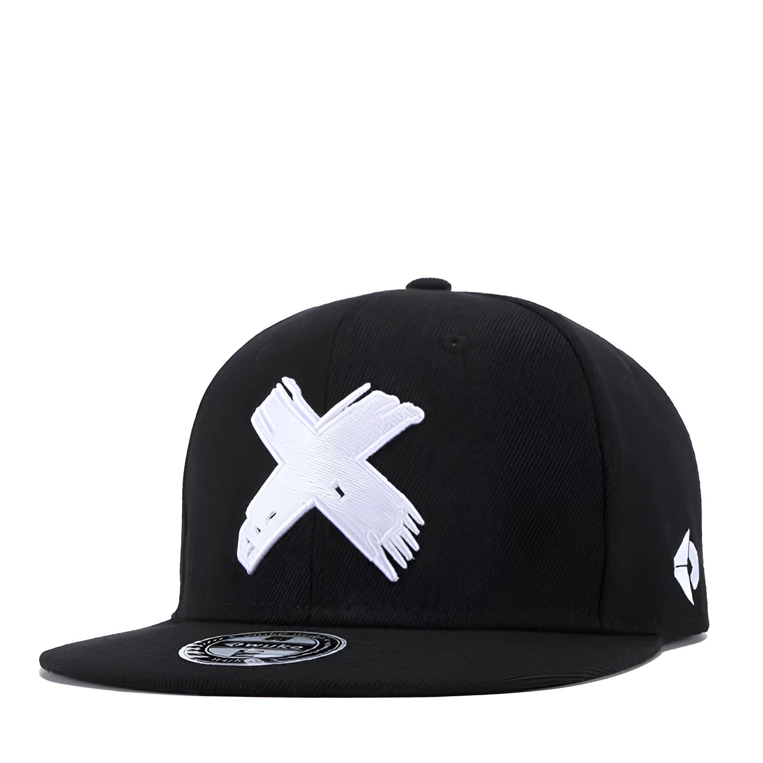 Black punk hip hop flat hat made from imitation felt with adjustable band, 12cm height, 18.5cm width