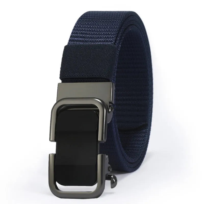 Men's nylon canvas belt with toothless buckle in multiple colour options