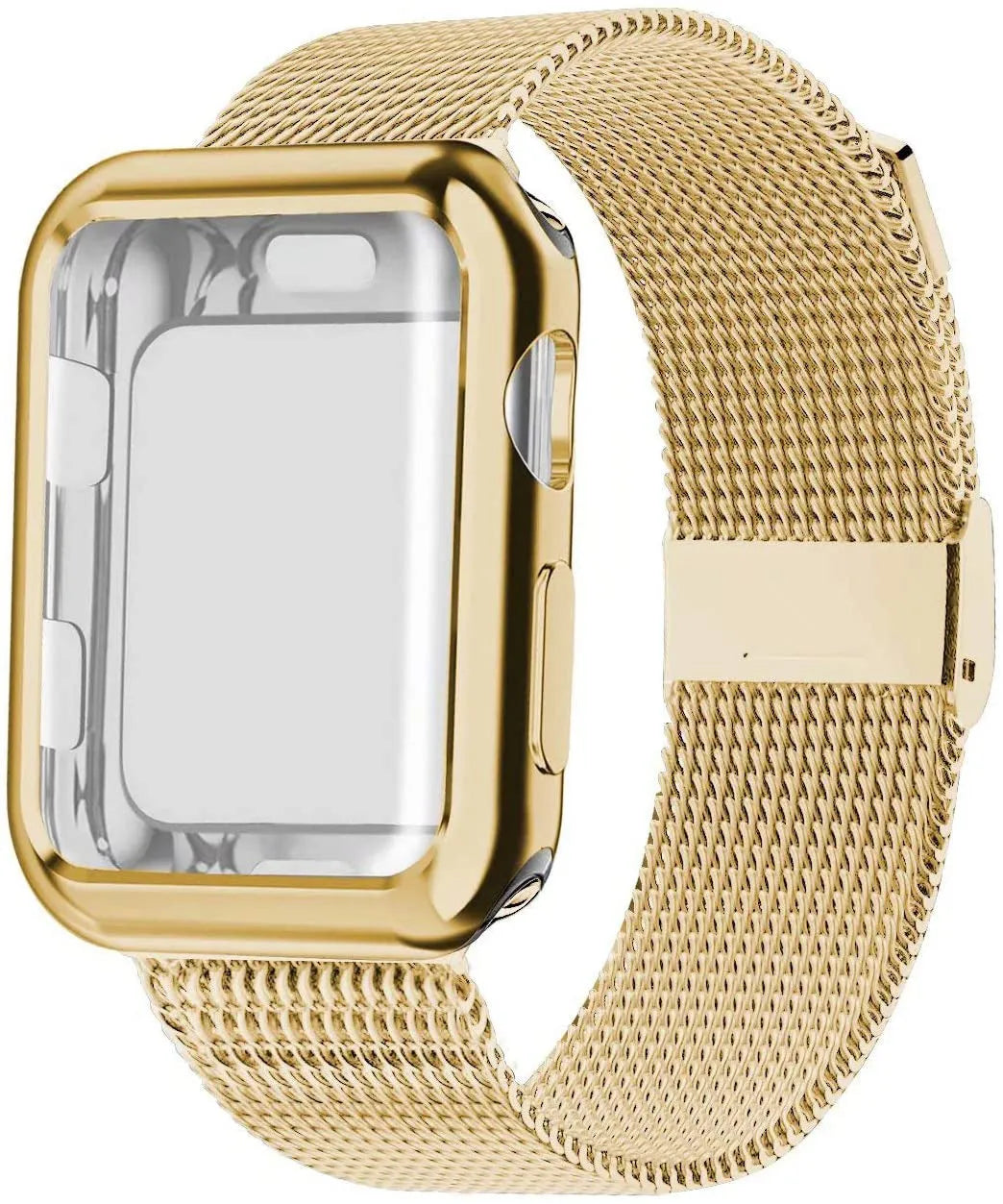 Magnetic metal Milan Apple Watch band with protective case in multiple colours and sizes