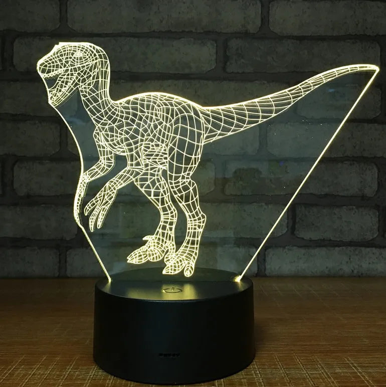 Cartoon 3D night light table lamp with seven colour changing modes, remote control, and acrylic panel on ABS base
