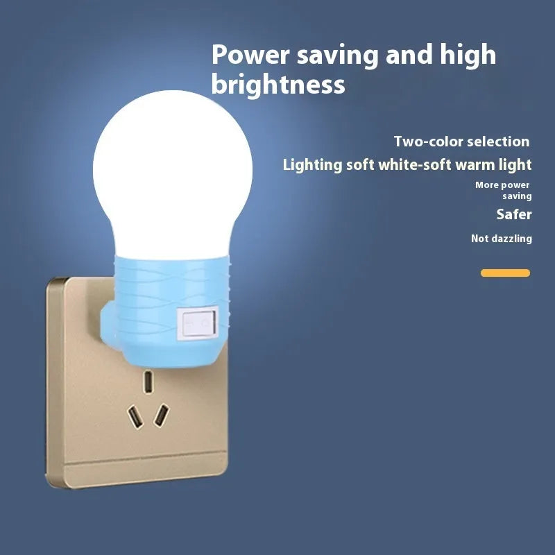 White round plug-in bedside baby night feeding lamp with compact dimensions