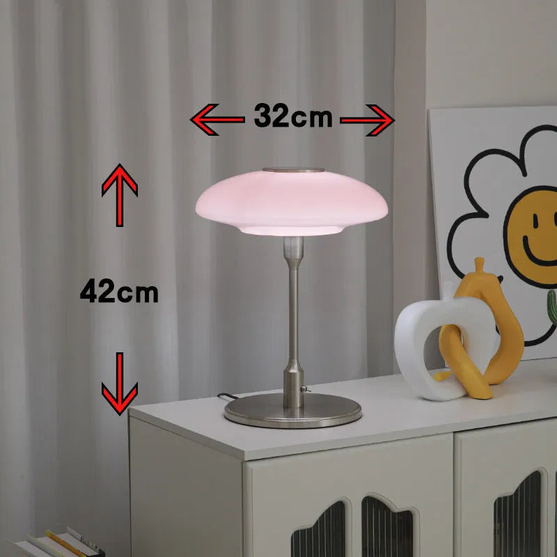 Korean vintage style bedside atmosphere lamp with metal holder in golden orange, white, pink or golden white
