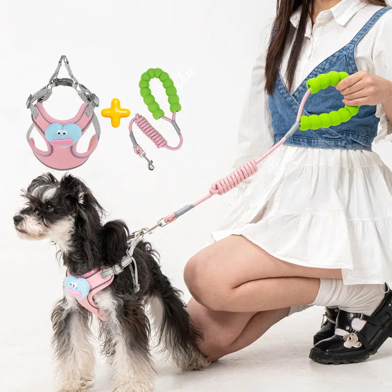 No pull dog harness with multifunction leash, soft adjustable vest, reflective stitching, breathable mesh, for medium dogs, multiple colours available