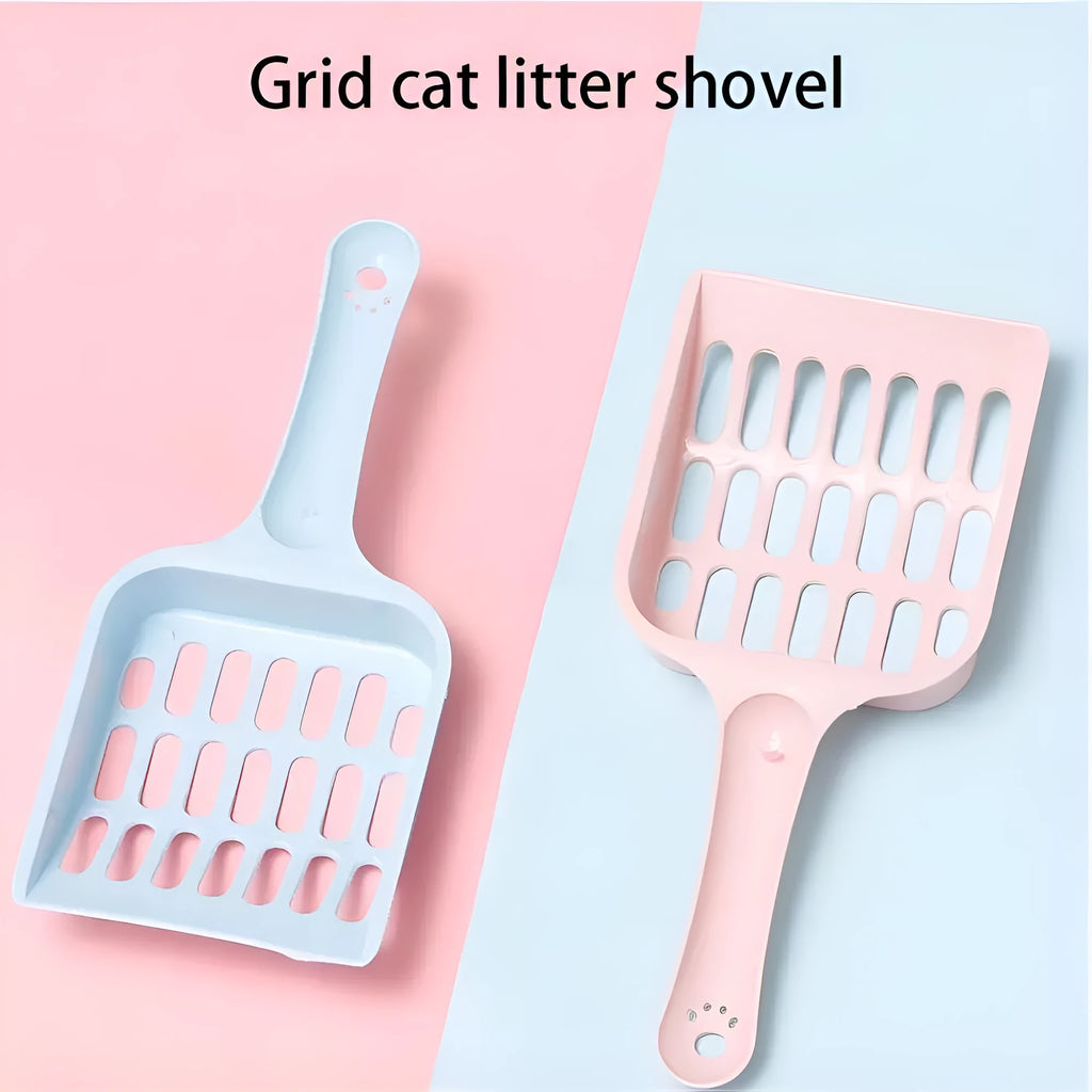 Plastic cat litter scoop in blue, green or pink colours, measuring 20cm long