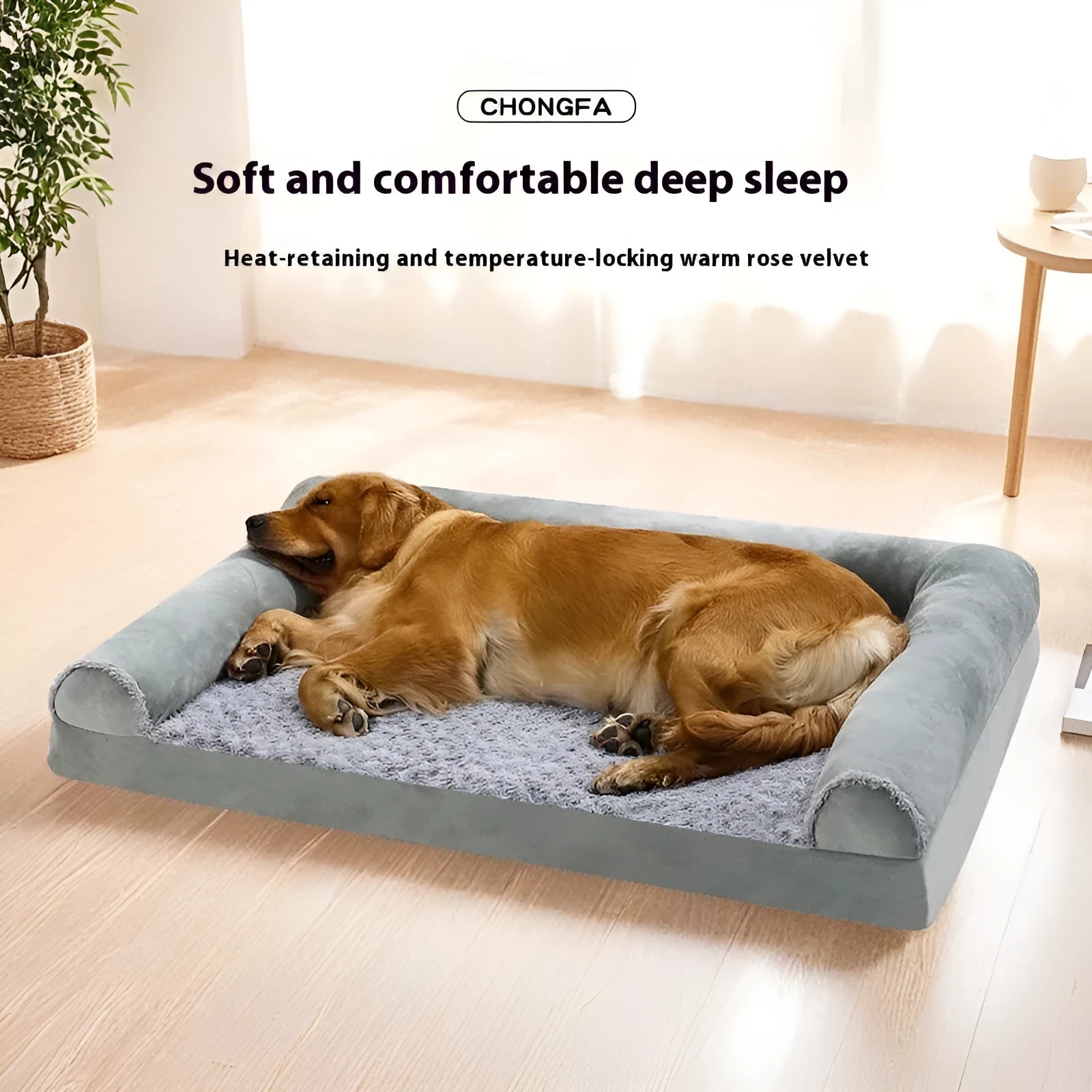 Light grey cloth dog kennel for medium or large breeds, shown with precise L, XL, and 2XL size dimensions.