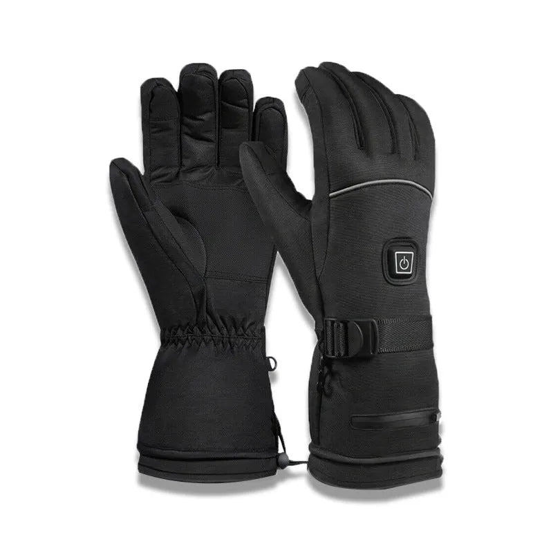 Thickened warm USB electric heating gloves in solid colour, unisex leather design
