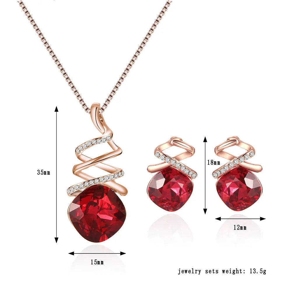 Women's bridal jewellery set with necklace and earrings on water wave chain