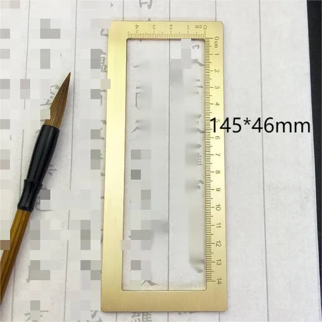 Solid brass calligraphy paper weight with carved square design for paper pressing