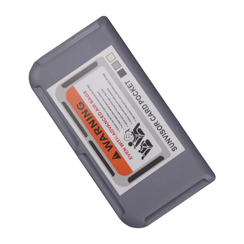 Black car sun visor card holder with four slots for driving licence and parking permits