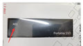 Ultra-thin metal mobile SSD external hard drive showing red colour option with capacity size display
