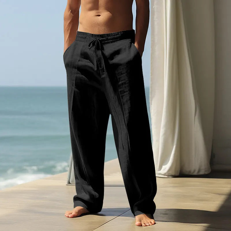 Men's loose fit casual cotton trousers in multiple colour options with Asian sizing
