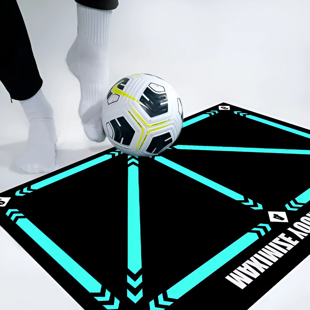 Cushion coloured rubber football training mat for indoor skill practice drills