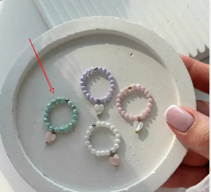 Korean style heart shell index finger ring in white with simple band