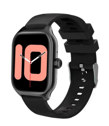 Bluetooth smart watch with touch screen display showing health metrics and call function