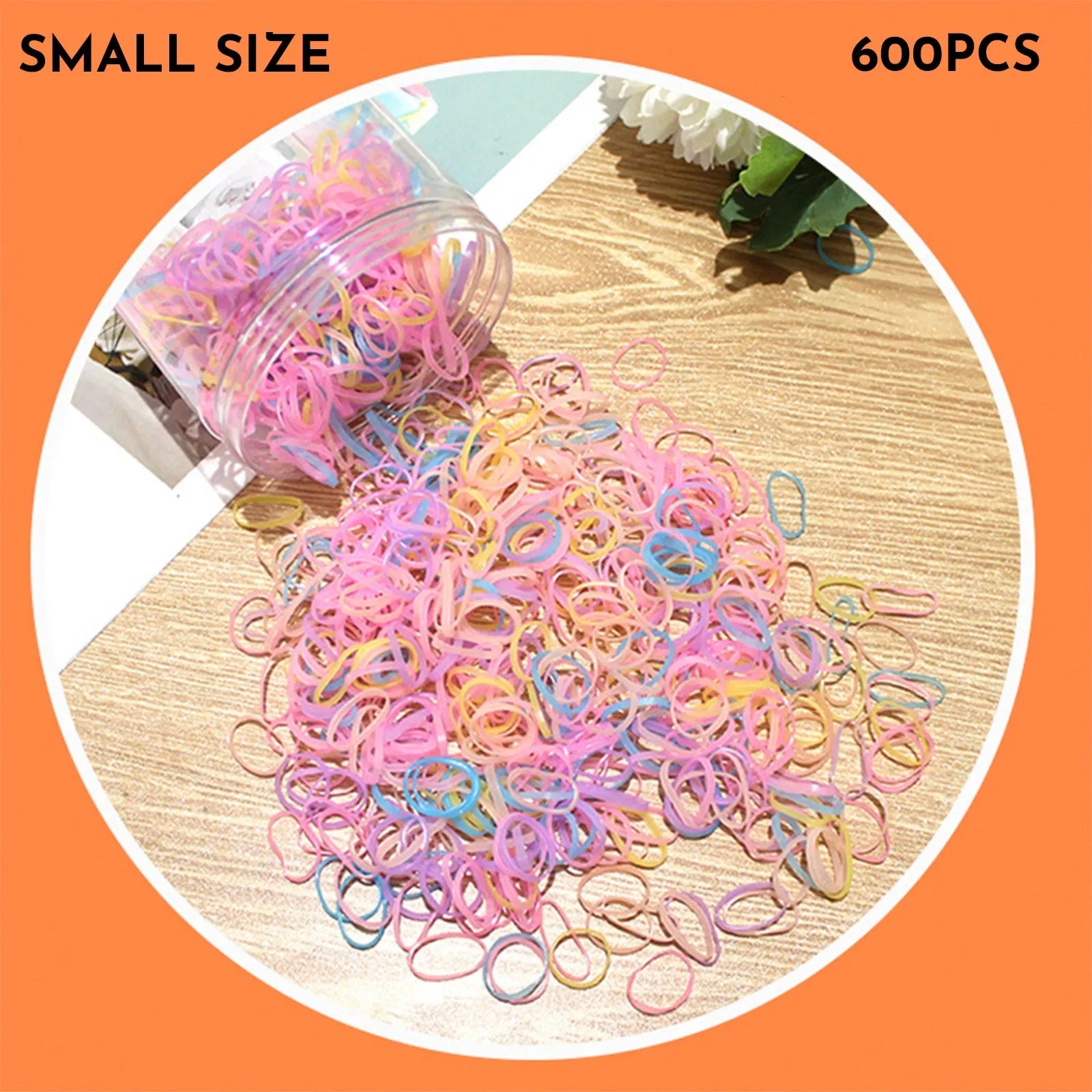 TPU elastic baby hair ties in multicolour assortment with reusable storage container