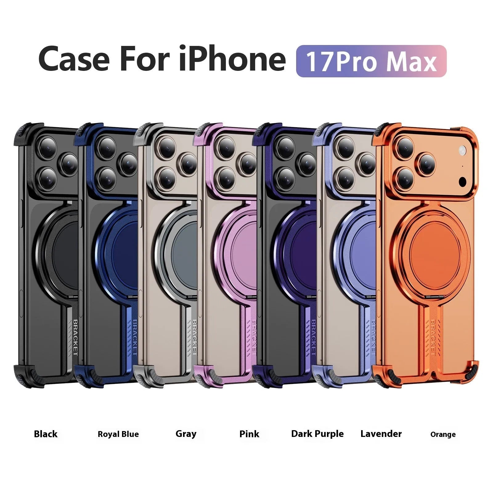 Titanium alloy bone sensing bracket phone case frameless design for iPhone 17 series in black