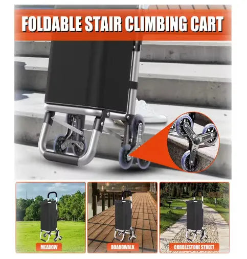 Black foldable shopping trolley bag with aluminium frame and 20cm casters