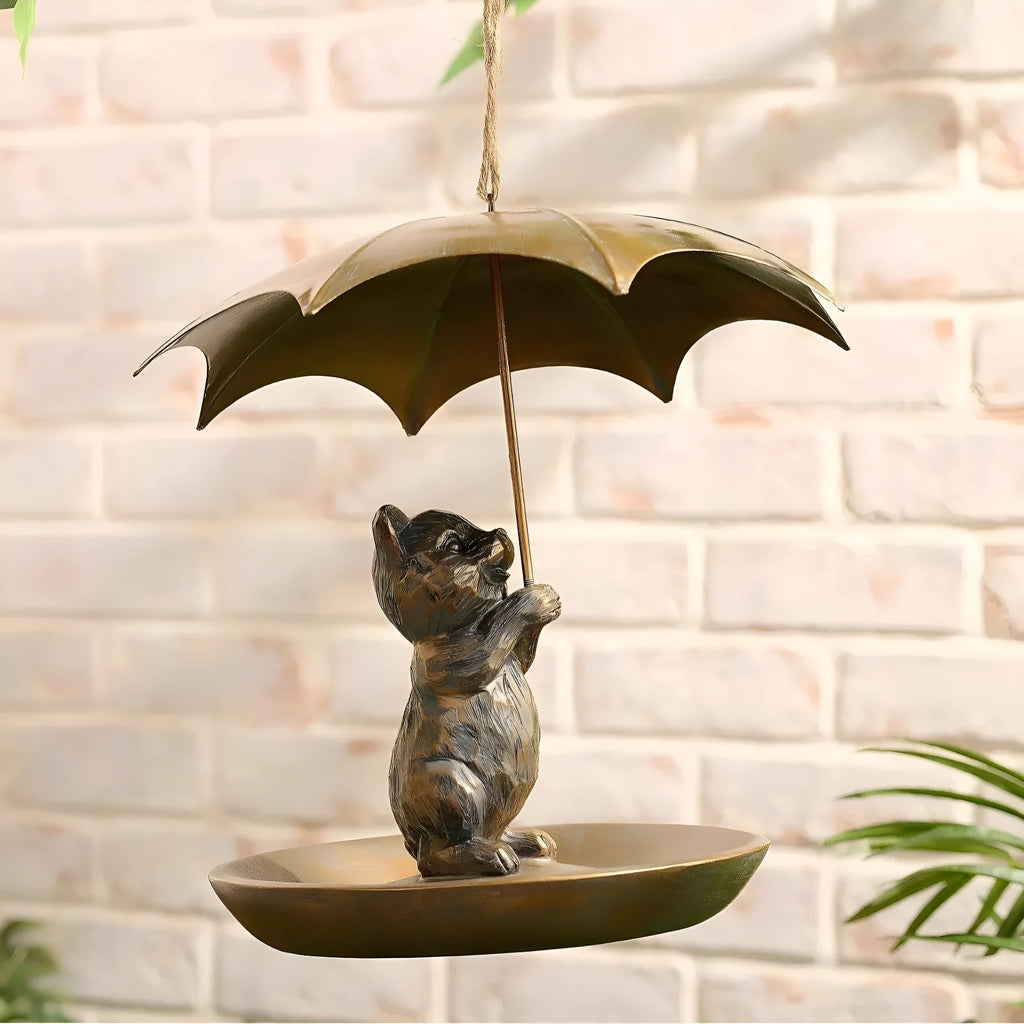 Portable umbrella shaped bird feeder casting construction 10x10x9cm American country style cat dog colours