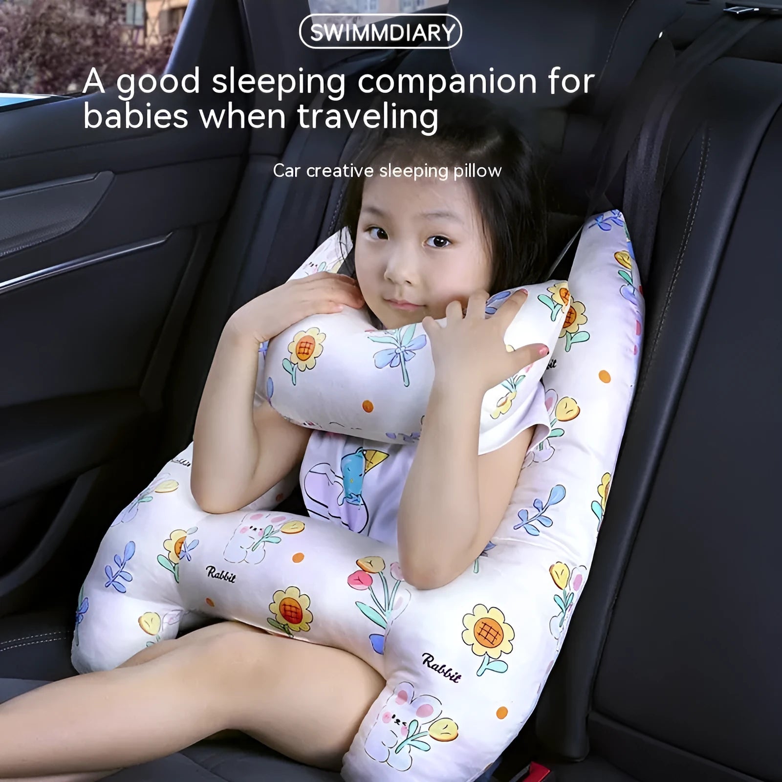55x70cm car headrest sleeping pillow with pearl cotton filling in child-friendly patterns